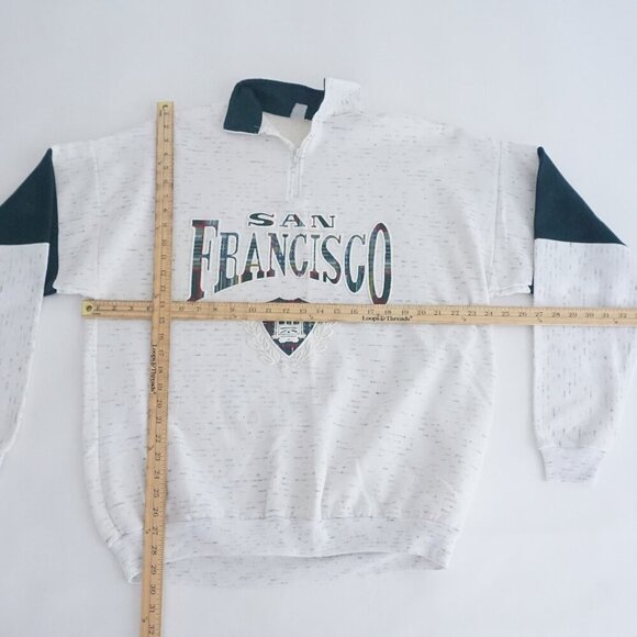 Vintage San Francisco Quarter Zip Puff Print Pullover Sweater 2XL - Picture 3 of 11